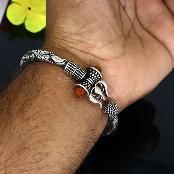 925 Sterling Silver Handmade Vintage Style Chitai Work Lord Shiva