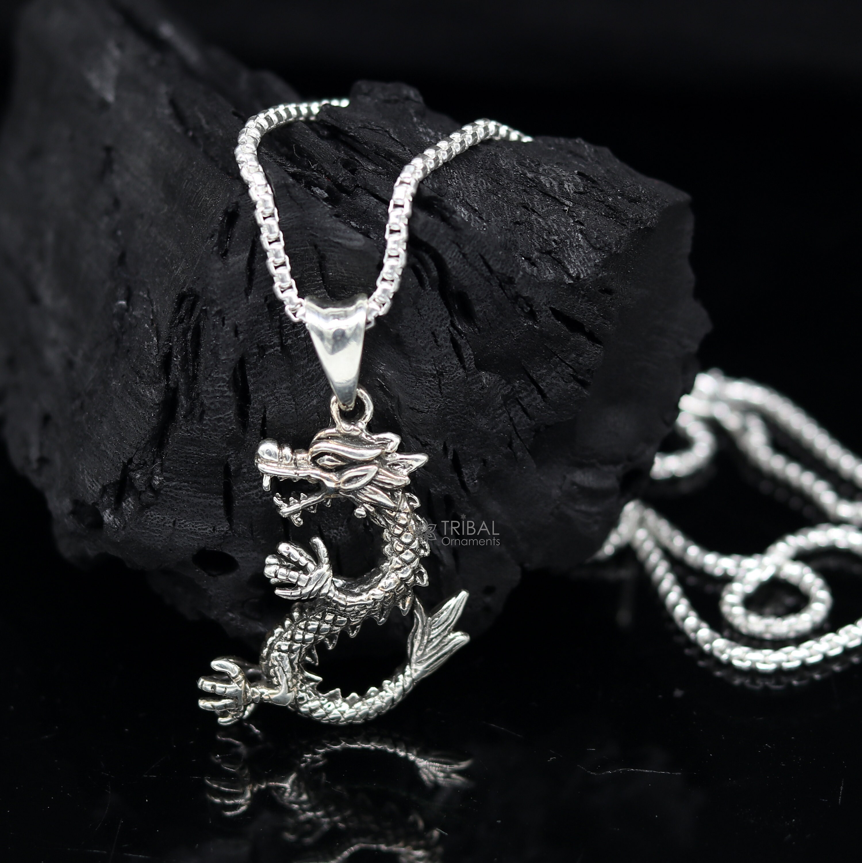 ONEFINITY Collana Uomo Donna Con Ciondolo Drago E Nota Musicale – Argento 925, Stile Vintage, Catena Regolabile, Regalo Originale - 2