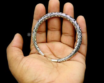 925 Sterling Silver Handmade Fabulous Chitai Work Bangle