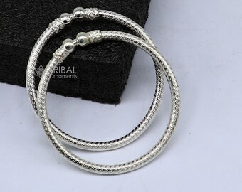 925 Sterling Silver Plain Shiny Bright Bangle Bracelet Kada
