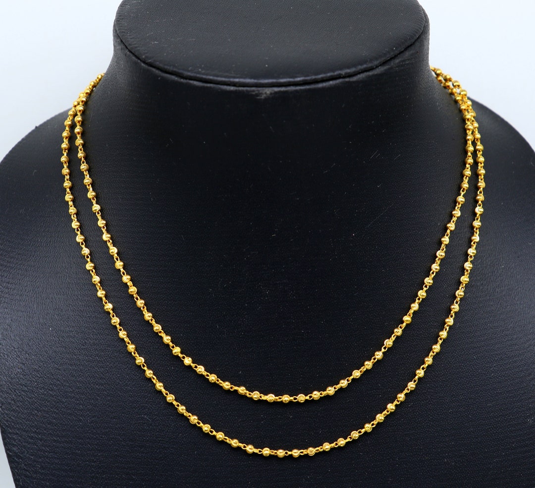 22kt Yellow Gold Beaded Chain Handmade Chain Amazing Stylish Unisex ...