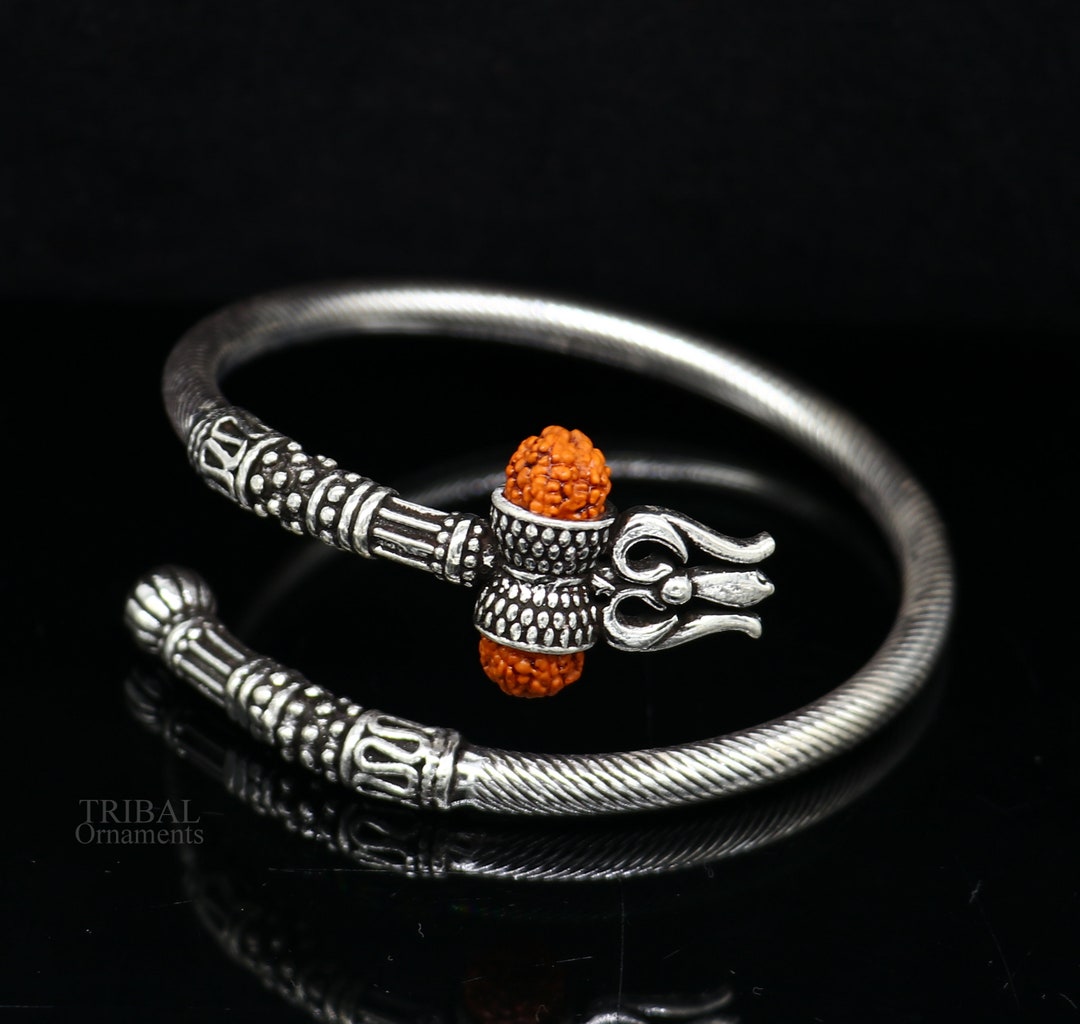 925 Sterling Silver Idol Shiva Trident or Trishul Bangle, Pretty
