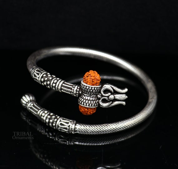 925 Sterling Silver Idol Shiva Trident or Trishul Bangle, Pretty