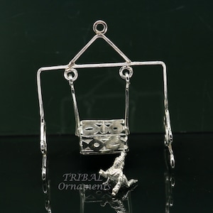 925 argent sterling fait main poids léger Laddu Gopala jhula, balançoire de Krishna, enfant krishna palana, argent jhula, laddu gopal jhula su957