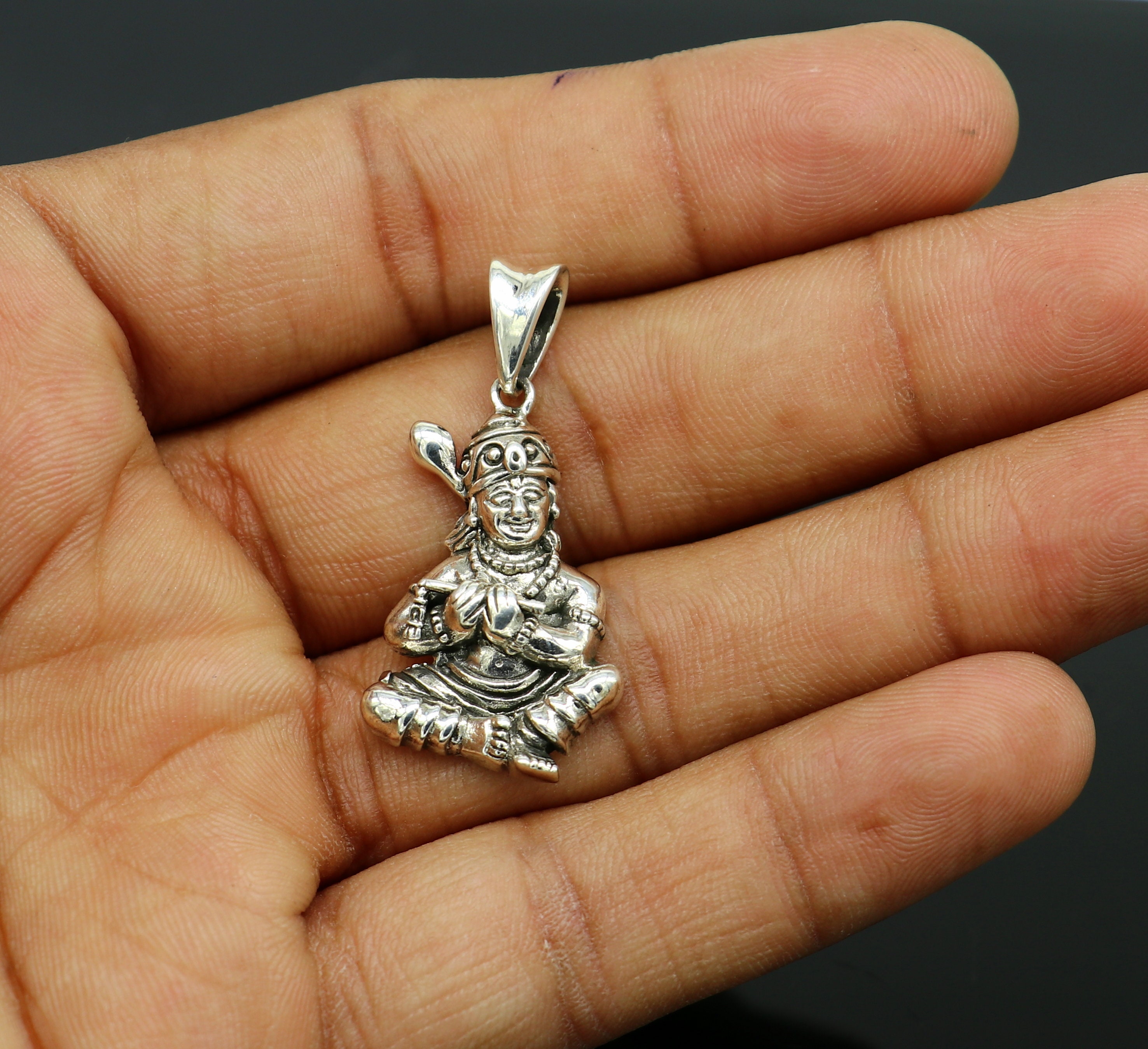 925 Sterling Silver Handmade Hindu Idol Krishna Pendant Etsy UK