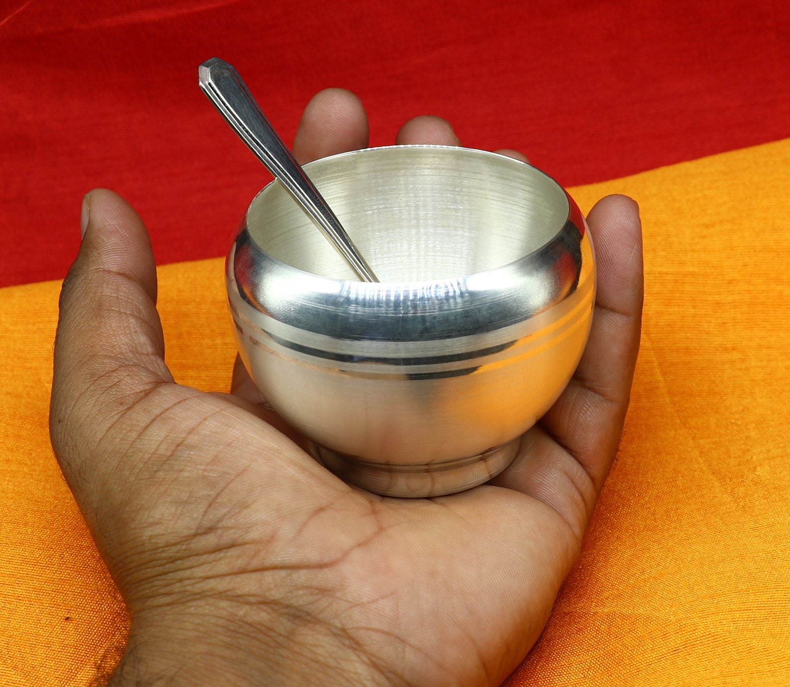 999 Fine Silver Handmade Small Baby Bowl and Spoon Set Silver Etsy UK