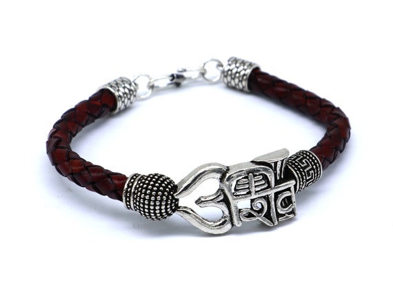 925 sterling silver handmade Shiva Trishul bangle bracelet Rudraksha kada,  excellent Bahubali trident kada bracelet gift nsk427 | TRIBAL ORNAMENTS