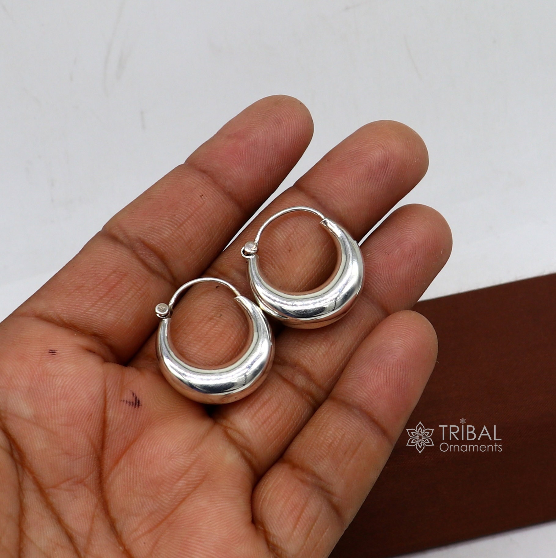 925 Sterling Silver Plain Shiny Traditional Cultural Design