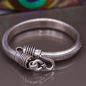 7mm Vintage style 925 Sterling silver handmade snake chain Half round &#39;D&#39; shape bracelet unisex gorgeous style jewelry from india sbr65
