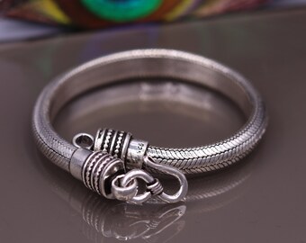 Victorian Sterling Mesh Snake Bracelet Emerald Eyes *antique