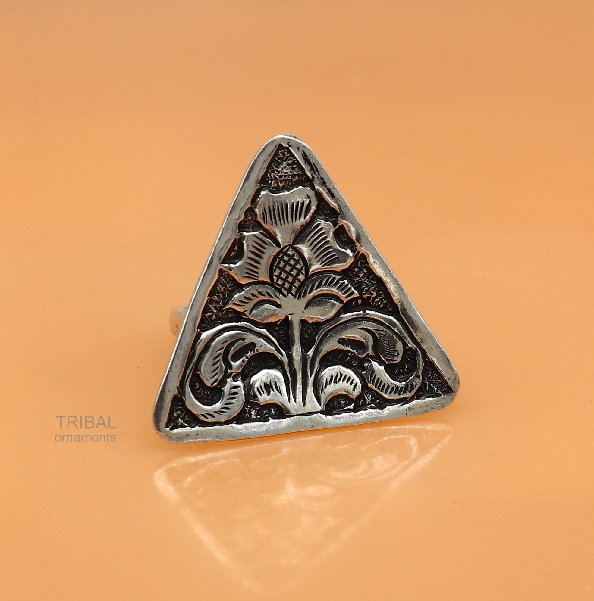 925 Sterling Silver Handmade Gorgeous Triangle Shape Adjustable