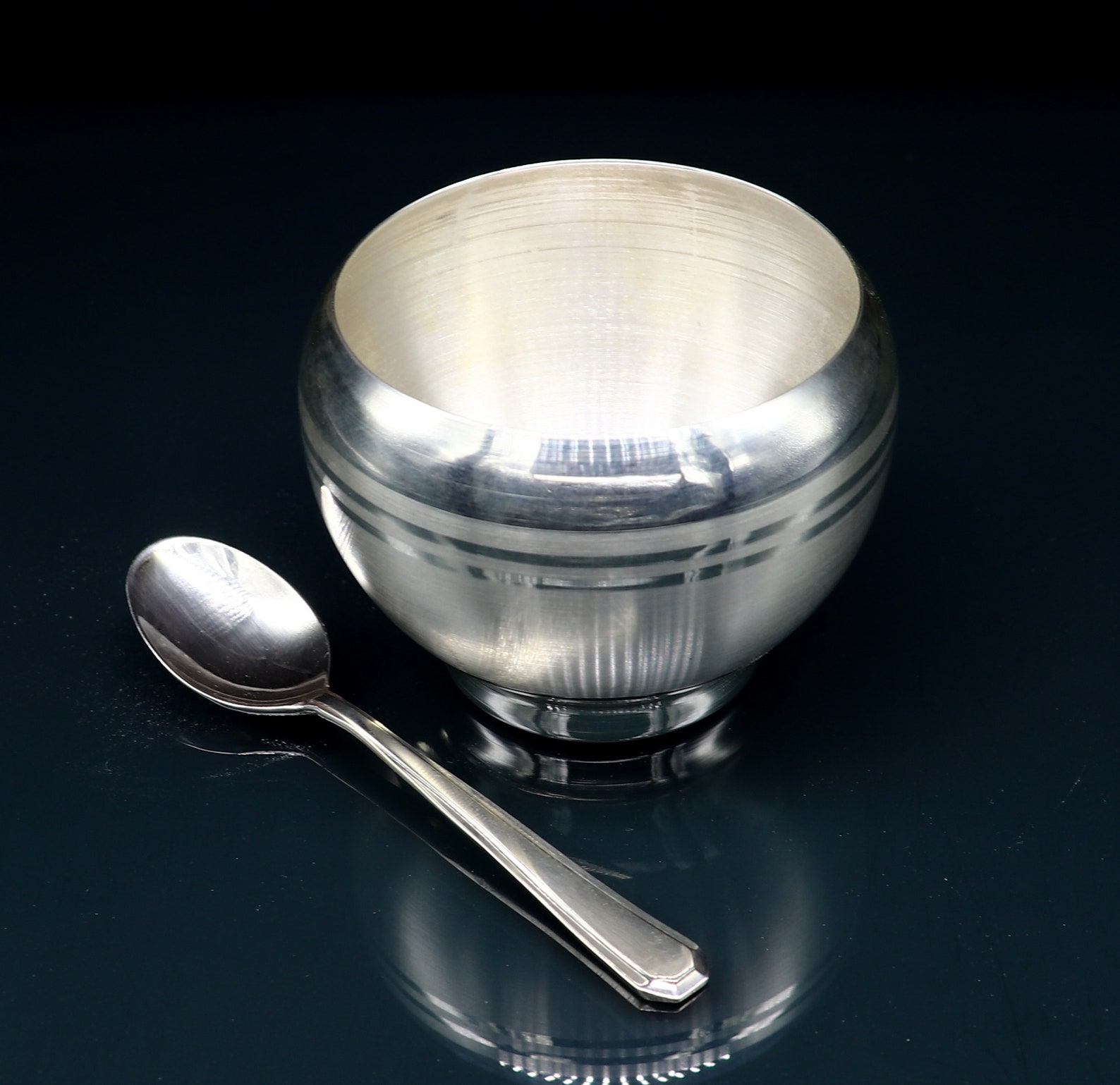 999 Fine Silver Handmade Small Baby Bowl and Spoon Set Silver Etsy UK