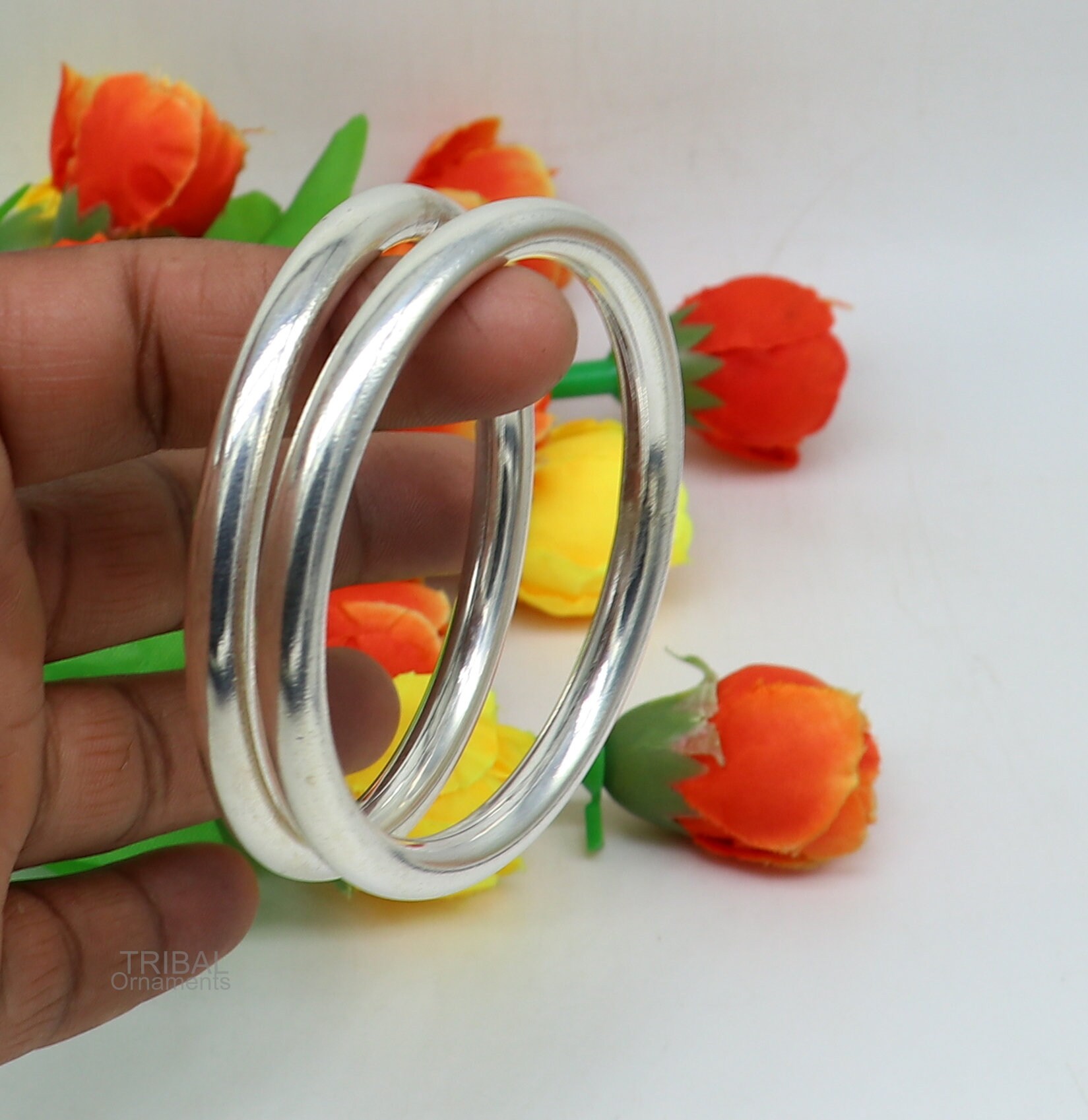 Fine 925 Sterling Silver Plain Shiny Bright Bangle Bracelet