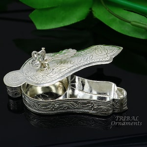925 sterling silver handmade fabulous unique peacock design trinket box, brides gift, casket box silver article, silver Sindur box stb377