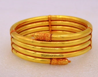 22 karat yellow gold handmade fabulous armlet indian tribal Arm bangle bracelet antique design women's jewelry ba137