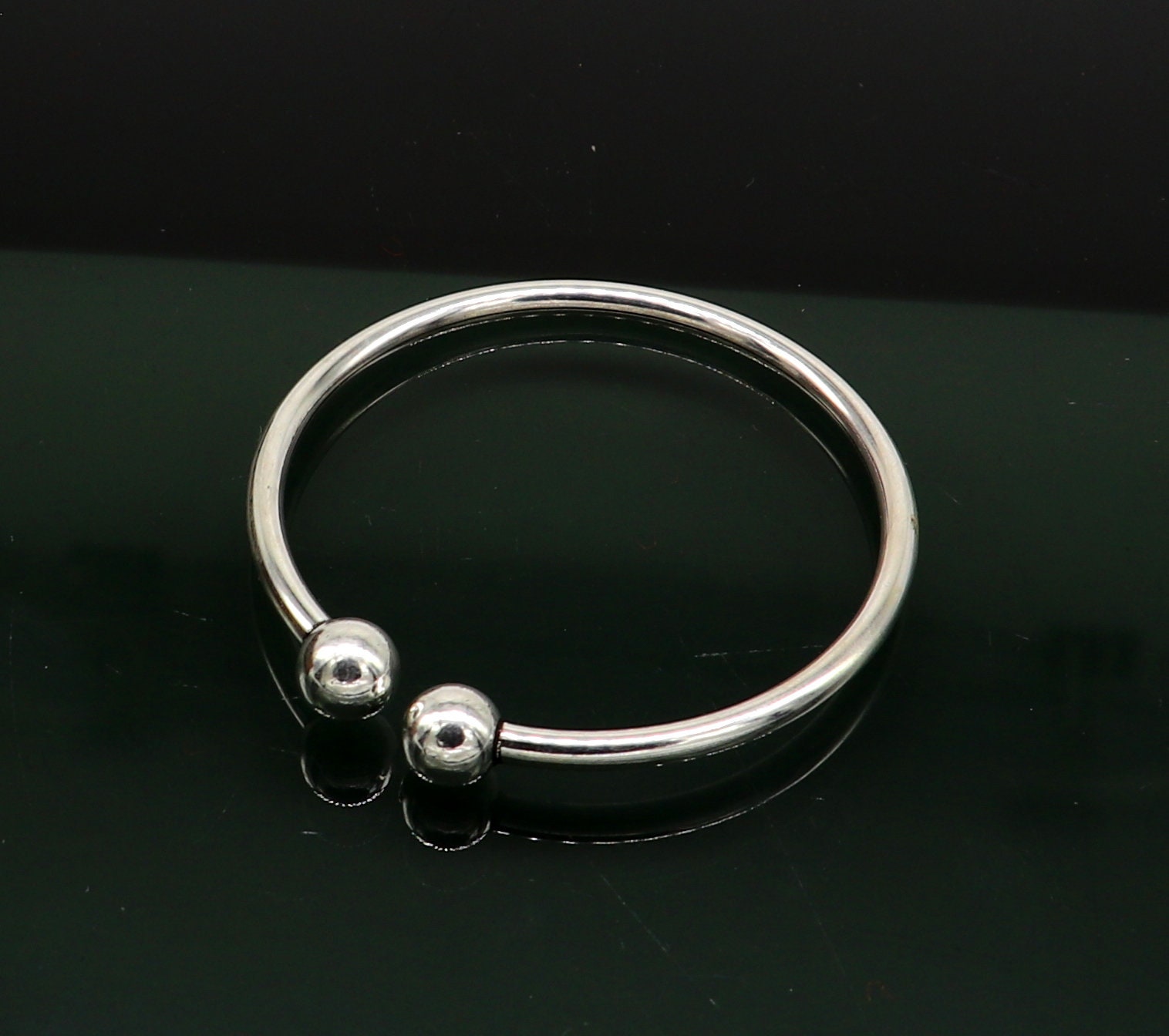 Fine 925 Sterling Silver Handmade Plain Shiny Baby Bangle