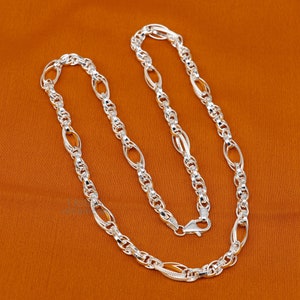 Exclusive unique stylish 20&quot; 925 sterling silver 7mm handmade amazing chain necklace excellent gifting jewelry, men&#39;s chain necklace nch334