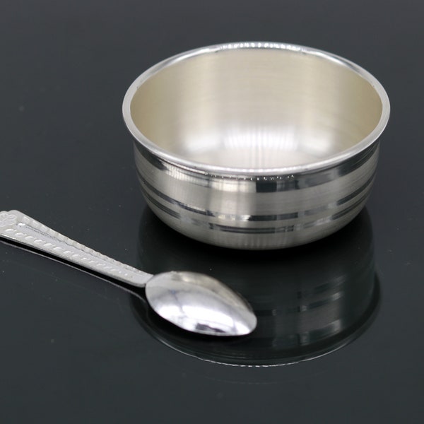 999 fine silver handmade small baby bowl and spoon set, silver tumbler, flask, stay baby/kids healthy, silver vessels utensils sv47