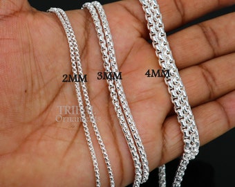2/3/4mm 925 sterling silver handmade amazing delicate solid Rolo high quality chains necklace, best gifting unisex necklace chain ch225