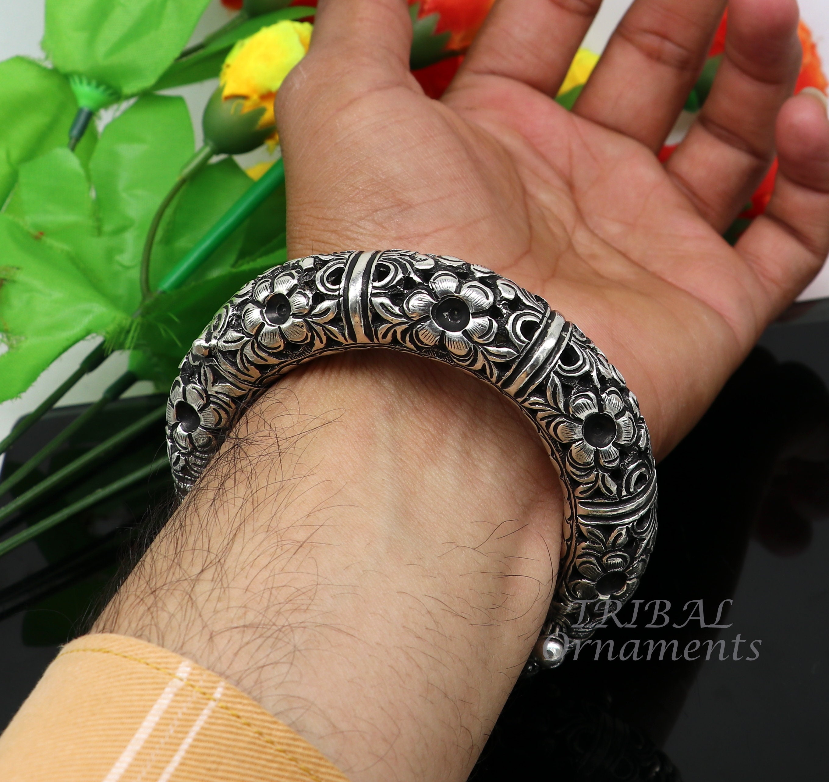 925 Sterling Silver Handmade Fabulous Flower Work Vintage