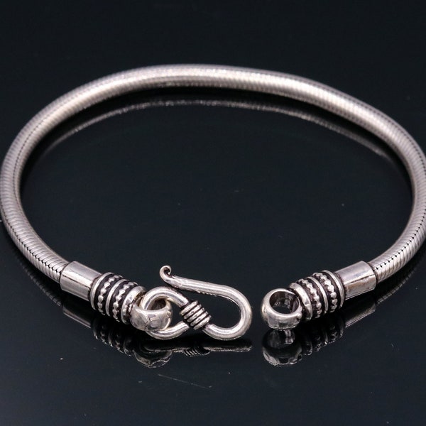 4mm argento sterling 925 fatti a mano incredibili pollici catena di serpente gioielli braccialetto unisex flessibile dal Rajasthan india sbr47