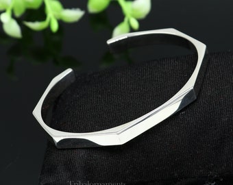 Plain Shiny Solid 925 Sterling Silver Handmade Adjustable