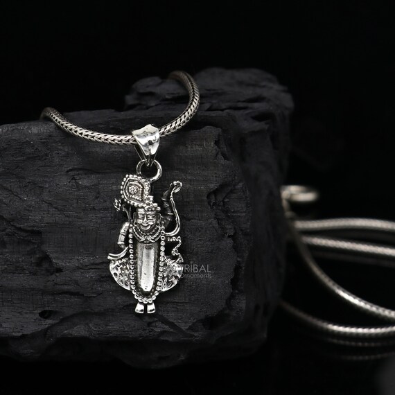 Lord Krishna Goverdhan 925 Sterling Silver Small Pendant Lord