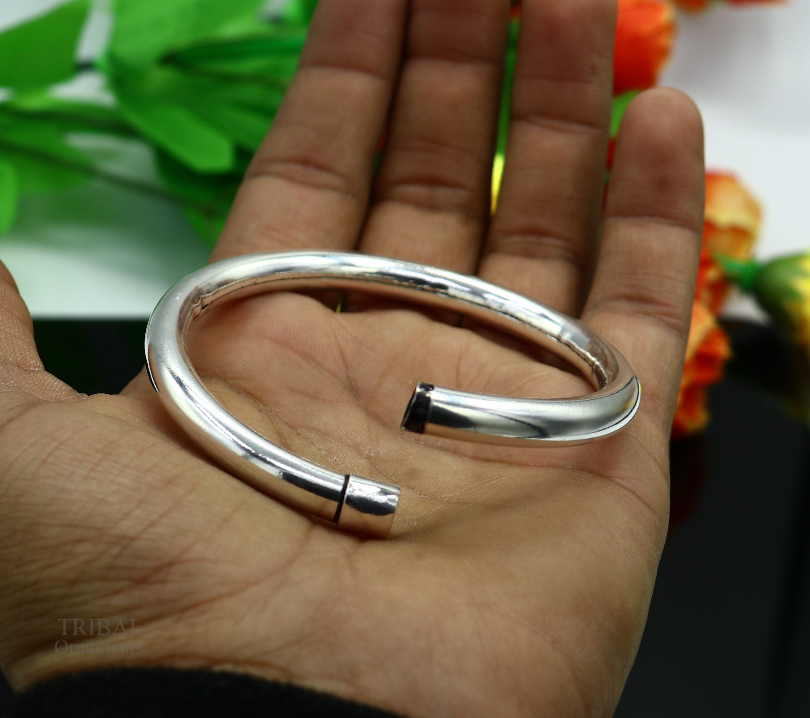 925 Sterling Silver Plain Shiny Bright Bangle Bracelet Kada 925 Sterling Silver Plain Shiny Bright Bangle Bracelet Kada