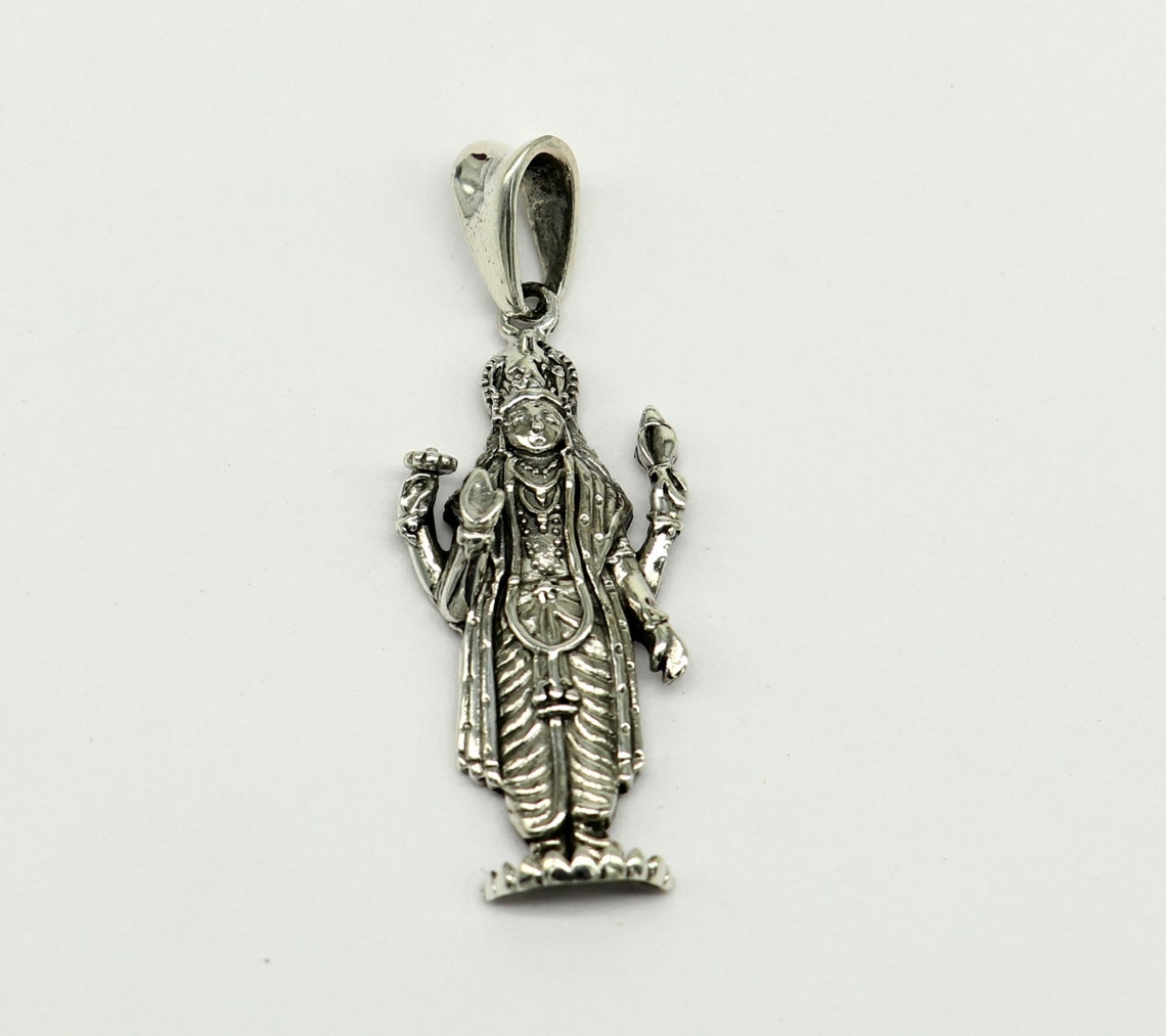 925 Sterling Silver Handmade Hindu Idol God Vishnu Pendant Etsy