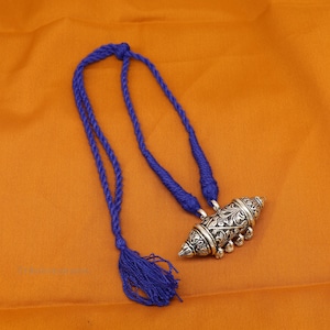 925 Sterling silver handmade vintage antique design pendant amulet with hangings bells excellent tribal jewelry from Rajasthan india nec274