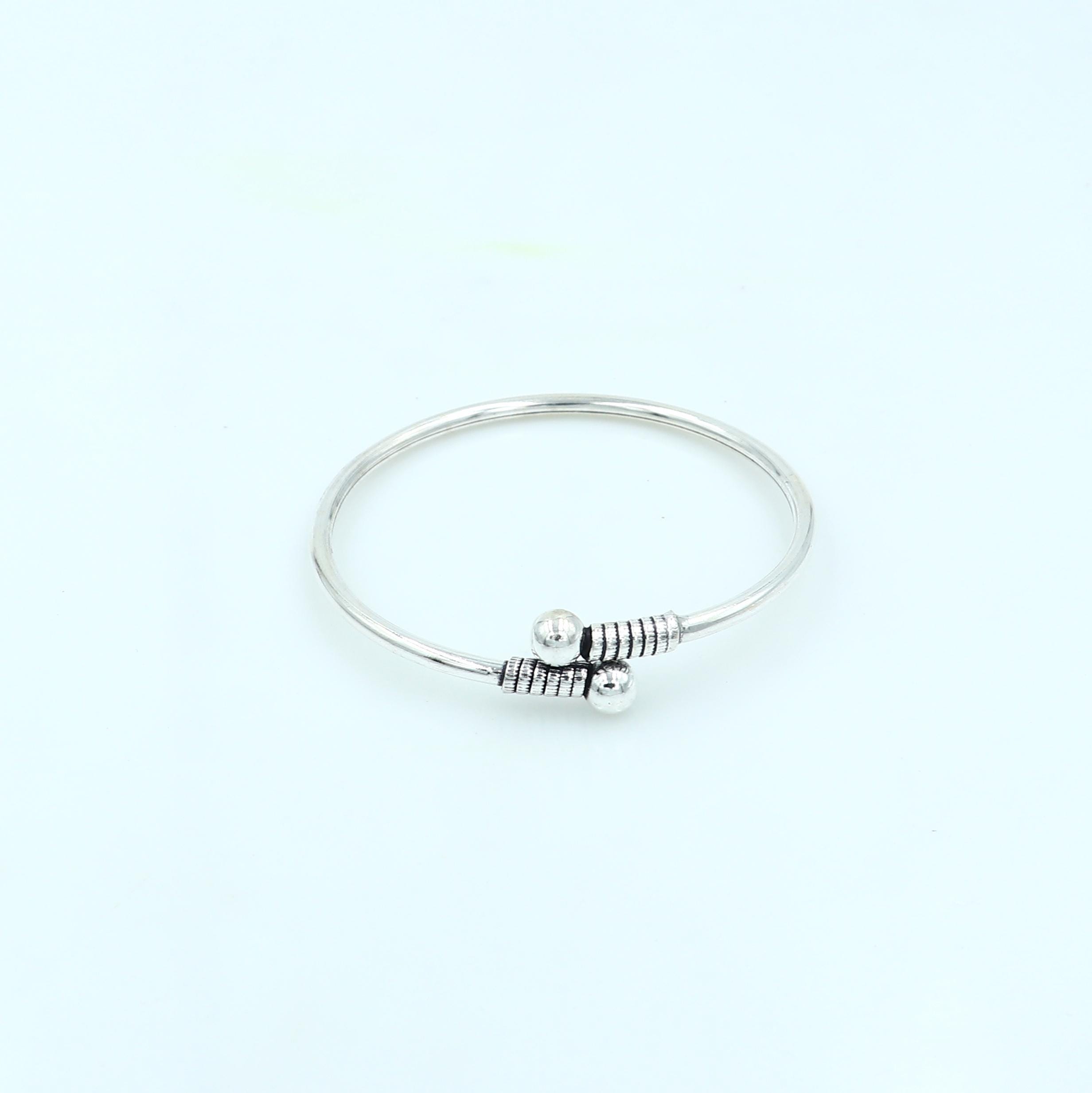 925 Sterling Silver Handmade Ball Design Stylish Kada Bangle