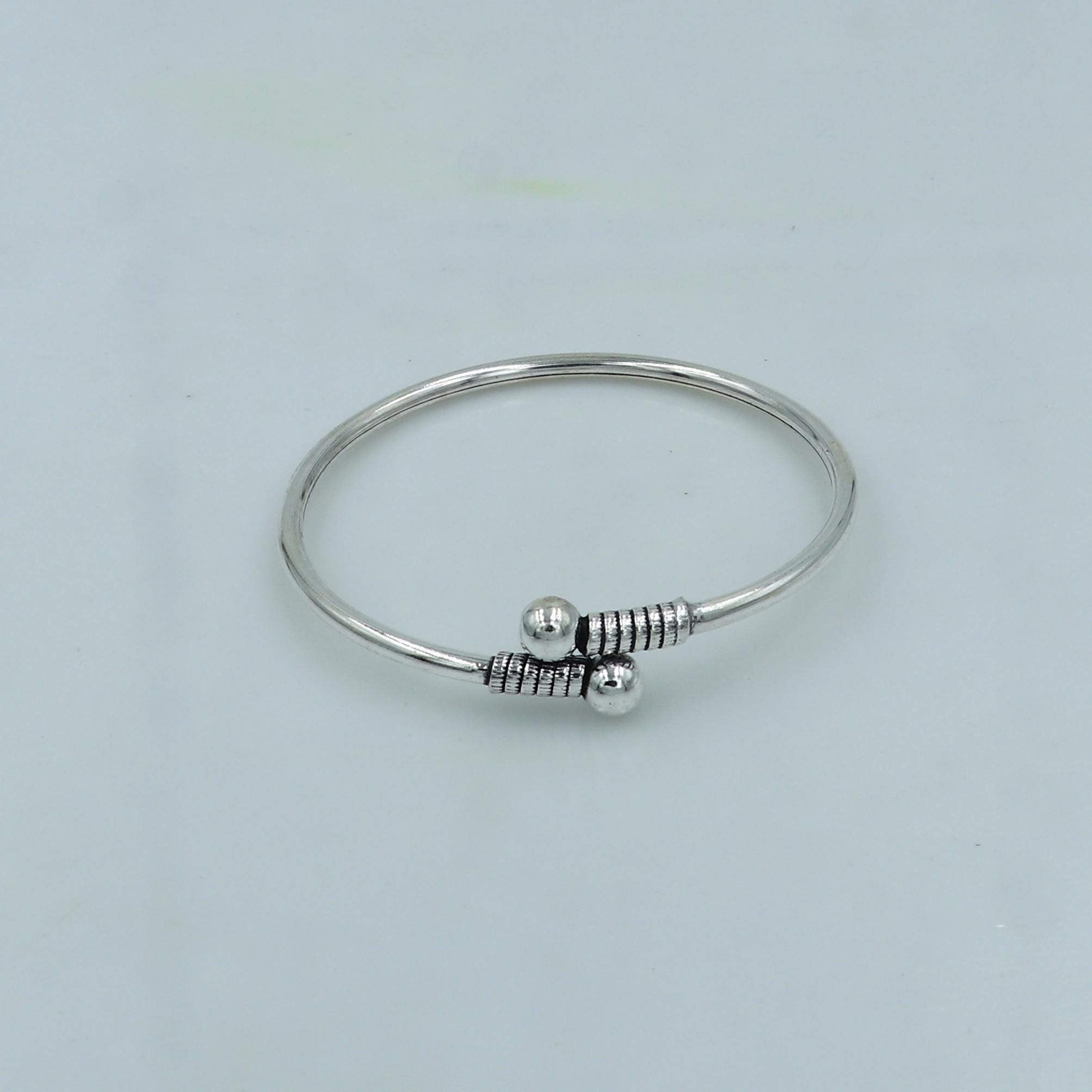 925 Sterling Silver Handmade Ball Design Stylish Kada Bangle