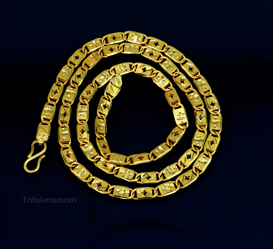 Navabi Chain 5mm Nawabi Chain Handmade 22 Karat Yellow Gold Solid Gold Nawabi Chain ...