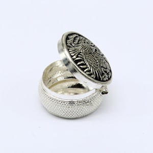 Eagle design 925 sterling silver handmade trinket box, eye kajal box, container box, kumkum box, sindur box, best brides gift stb813