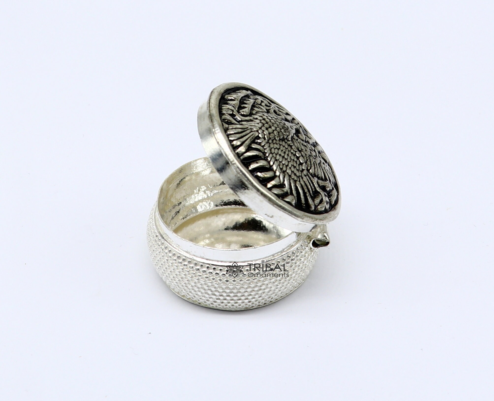 Eagle Design 925 Sterling Silver Handmade Trinket Box, Eye
