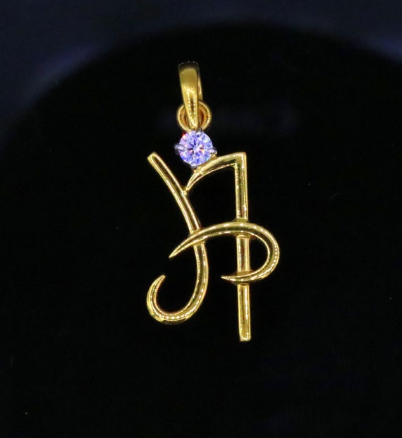 22 Kt Yellow Gold Handmade Fabulous English Letter H Pendant for H Name Person Excellent Cubic Zircon Stone Stylish Pendant Jewelry Etsy