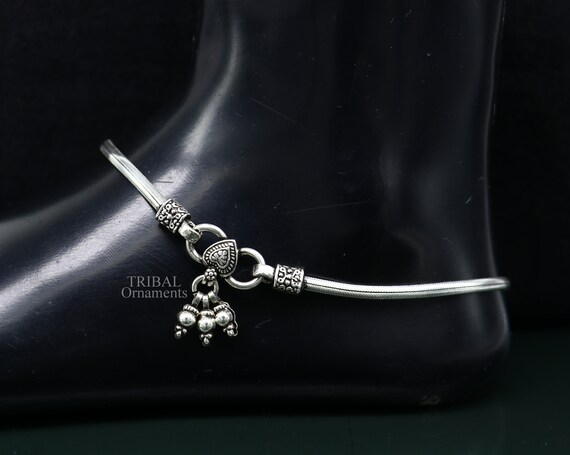 925 Sterling Silver Snake Chain Ankle Bracelet, Excellent