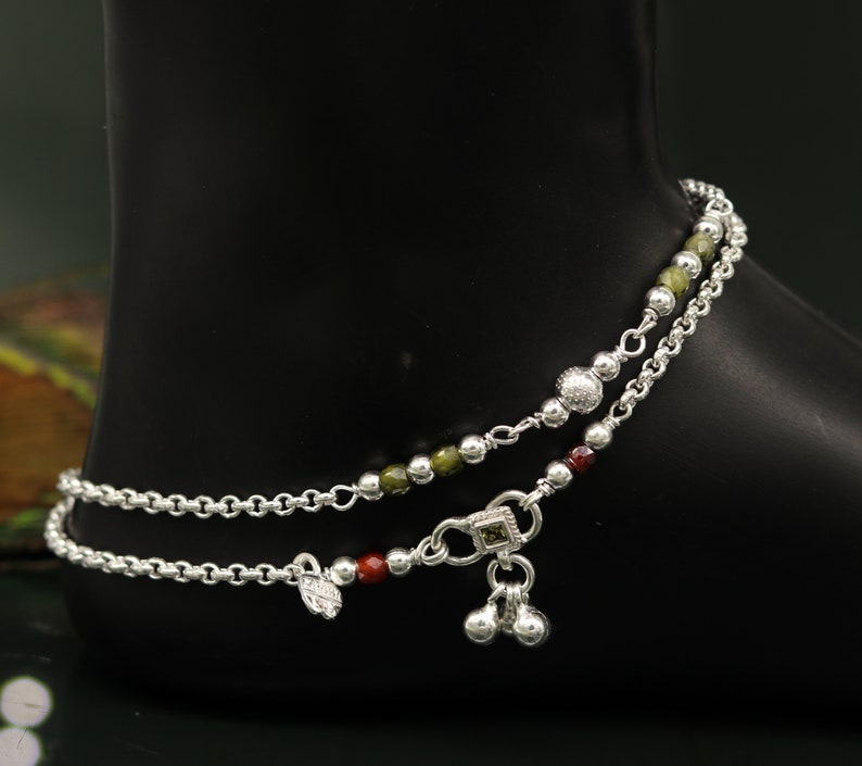 10.5 Solid silver handmade beaded ankle bracelet fabulous modern stylish foot bracelet customized bridesmaid charm jewelry nank188