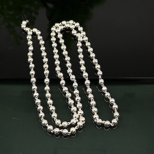 925 sterling silver stunning plain solid beads chain japp mala 108 beads japp chain 26 inches long unisex necklace stylish jewelry ch111