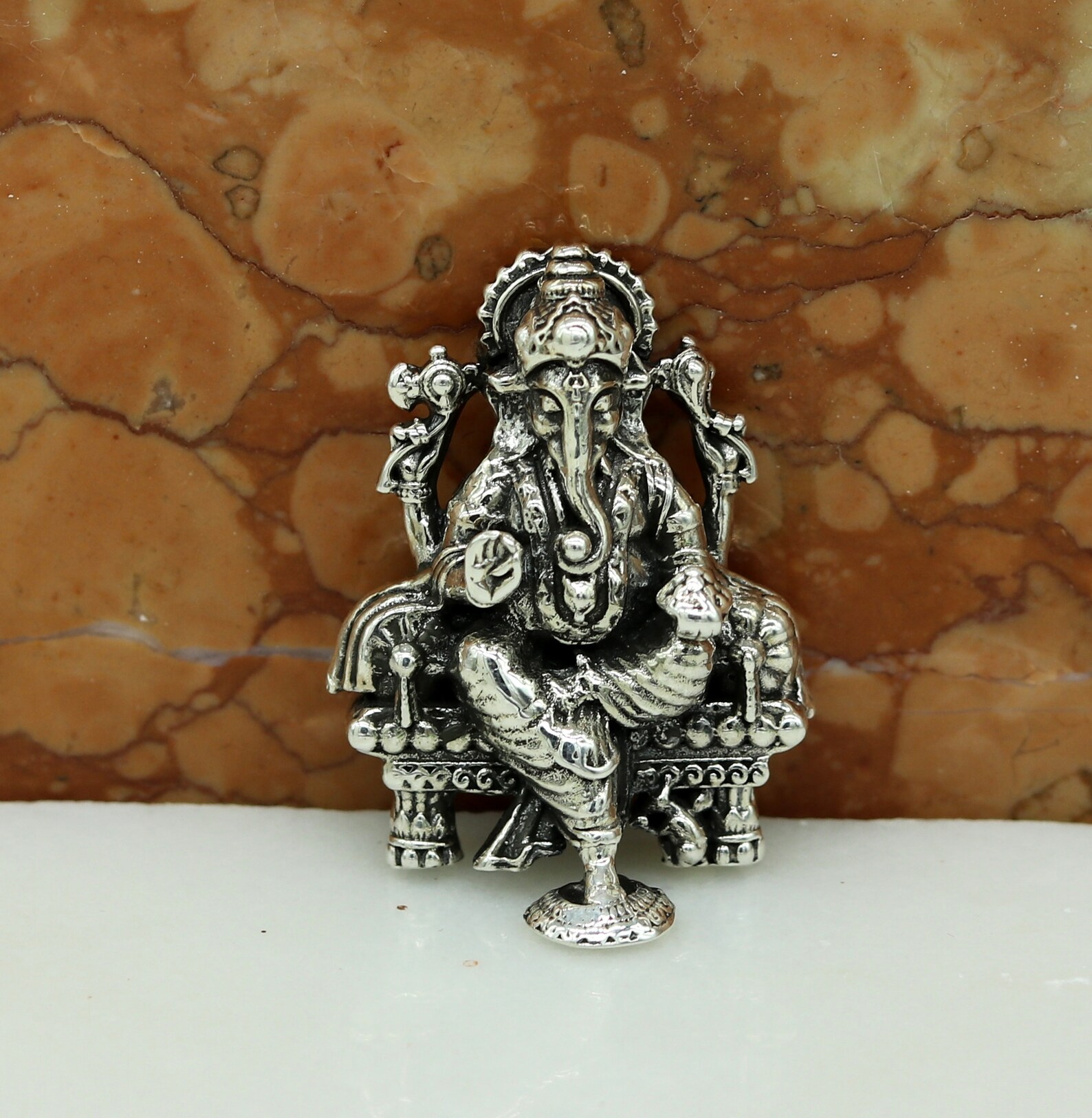 925 Sterling Silver Lord Ganesh Idol Pooja Articles Indian Etsy