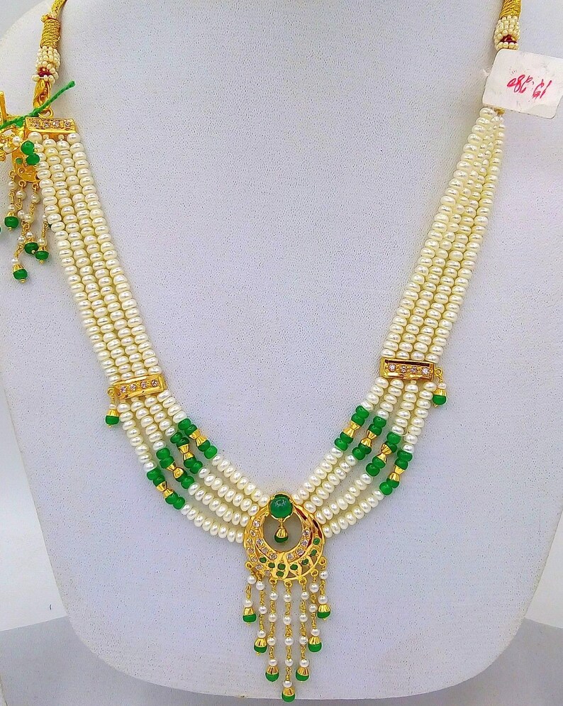 Muslim Pearl Bead Necklace 22k 22ct Gold Emerald Color Loose - Etsy