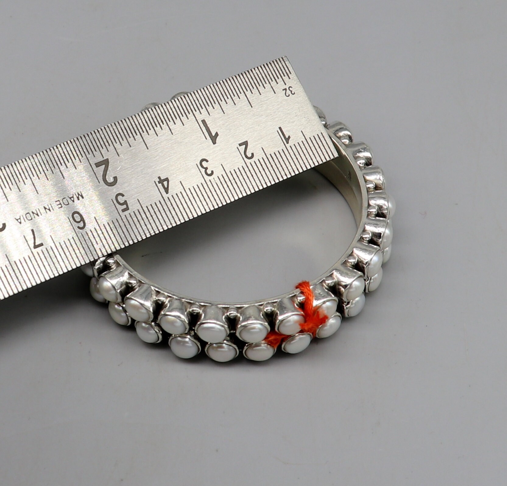 Excellent Designer 925 Sterling Silver Pearl Bangle Bracelet