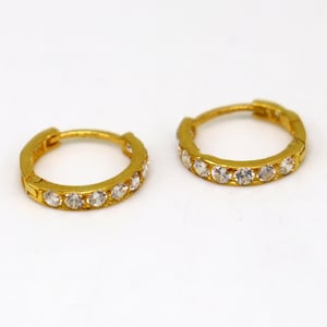 18 kt yellow gold customized hoop bali, stylish cubic zircon stone hoop earing, we can also use as nose ring, best gifting jewelry ho76