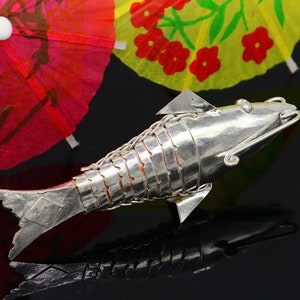 Solid silver handmade silver fish, Lord vishnu avatar Matsya, Silver Puja Fish For Prosperity And Good Luck, best collectible art su368