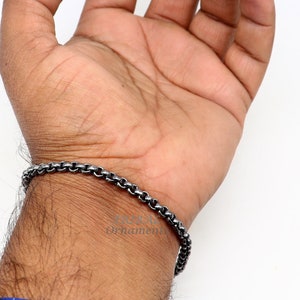 Handmade 925 sterling silver rolo chain oxidized single anklet bracelet, silver anklets, foot bracelet amazing belly dance jewelry ank512