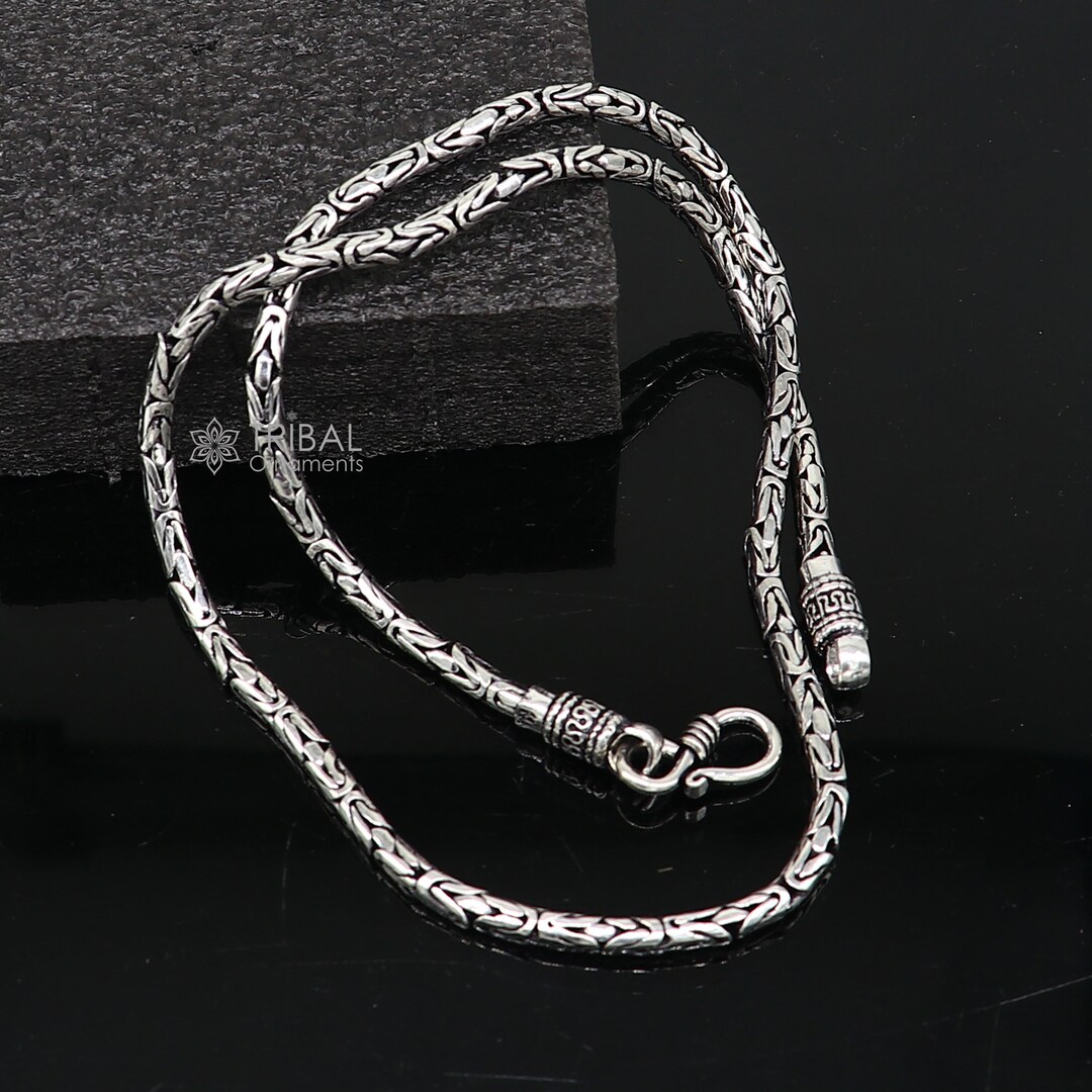 スターリングシルバーネックレス 2.5mm バリビザンチンチェーン 