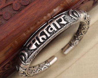 925 Sterling Silver Handmade Mahaveer Design Chitai Bangle