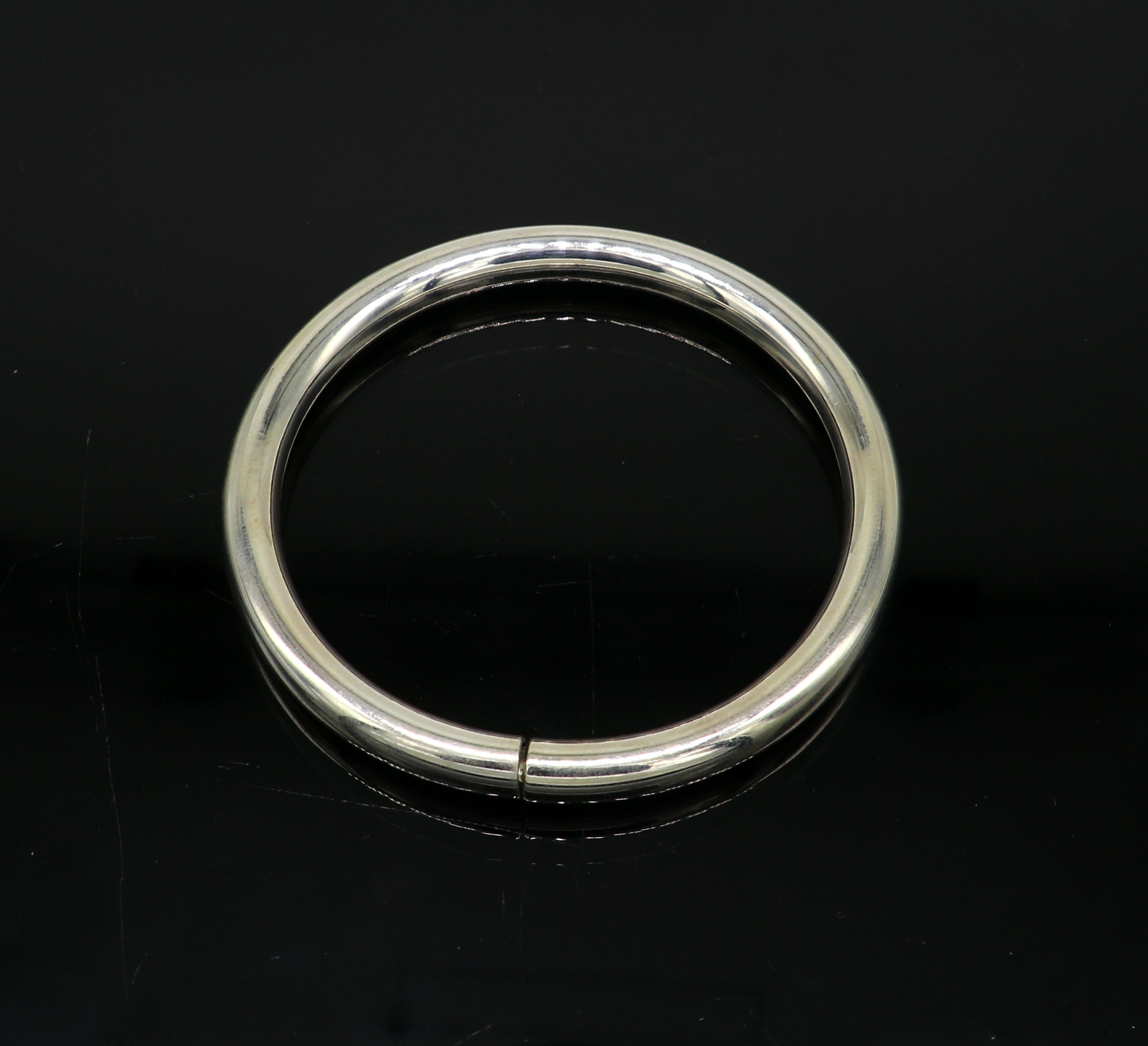 925 Sterling Silver Plain Shiny Bright Bangle Bracelet Kada