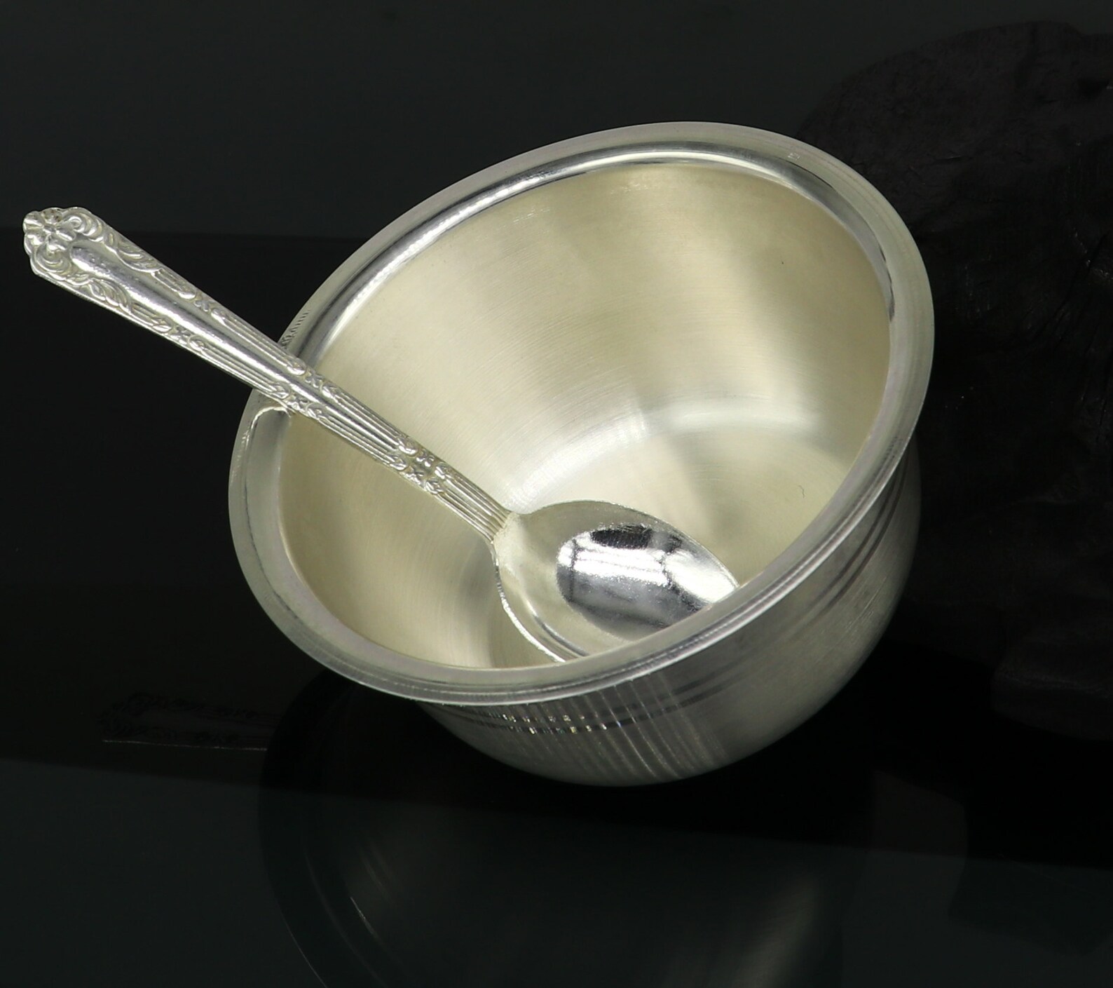 999 Fine Silver Handmade Small Baby Bowl and Spoon Set Silver Etsy
