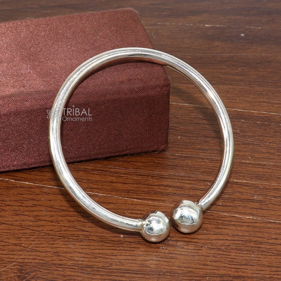 アクセサリー Italy 925 balls cuff bangle 925 Sterling Silver Plain Ball Cuff Bracelet / Men's Silver